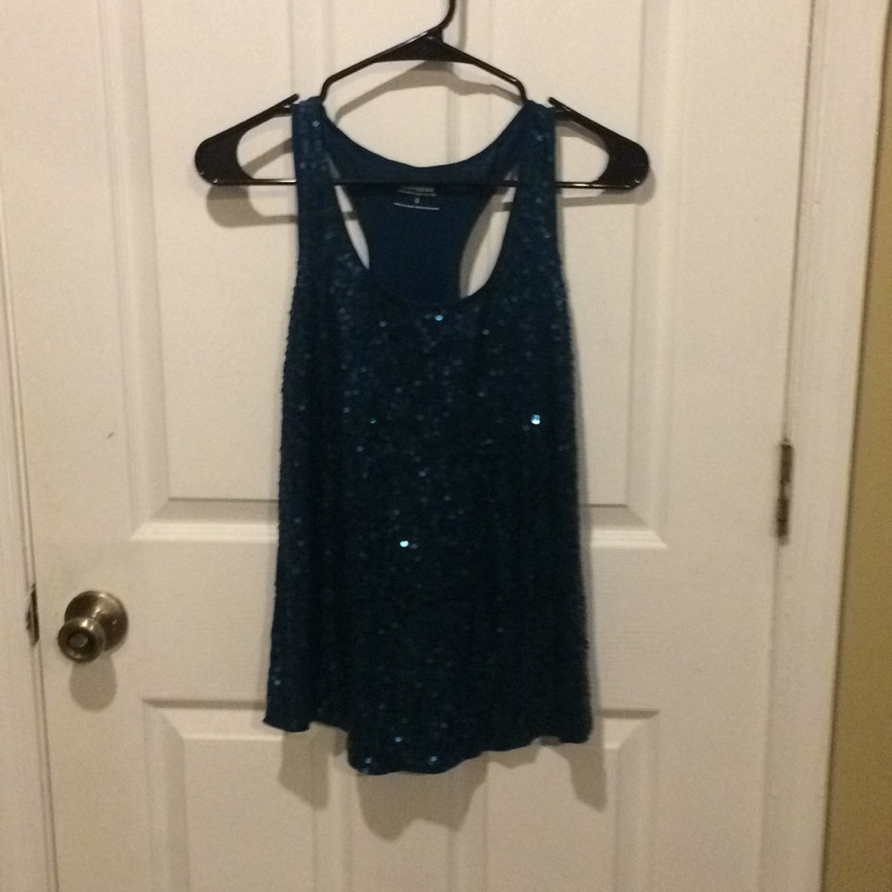Teal sequined racerback tank size M